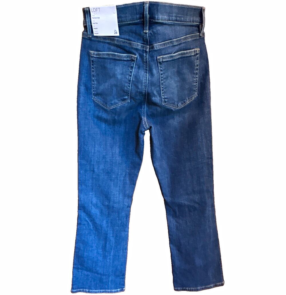 LOFT Women’s Blue Medium Wash High Rise Regular Fit Cropped Denim Jeans 28